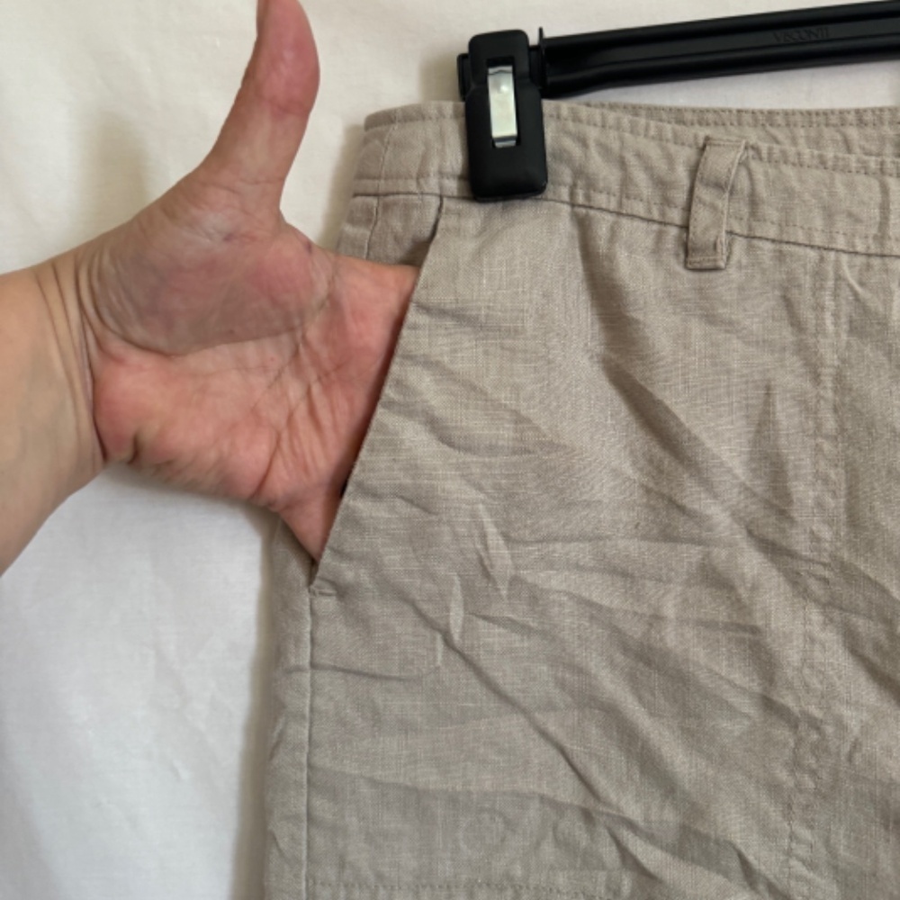 Le Chateau Womens Linen Wide Leg Pants Ankle Beige High Rise Size 13/14 - Picture 12 of 12